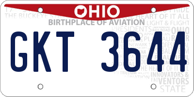 OH license plate GKT3644