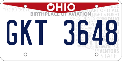 OH license plate GKT3648