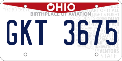 OH license plate GKT3675