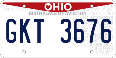 OH license plate GKT3676