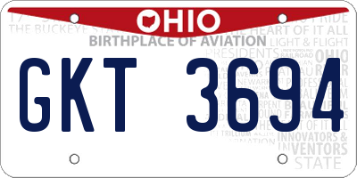 OH license plate GKT3694