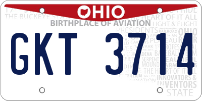 OH license plate GKT3714