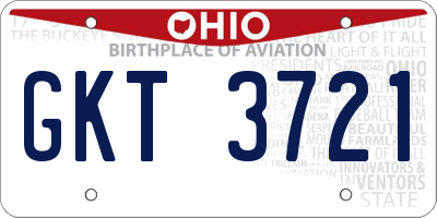 OH license plate GKT3721
