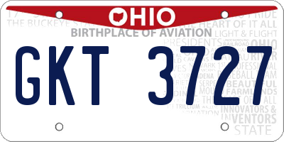 OH license plate GKT3727