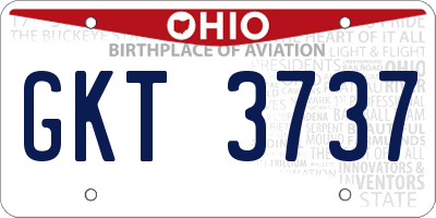 OH license plate GKT3737