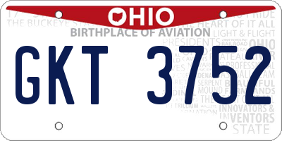 OH license plate GKT3752