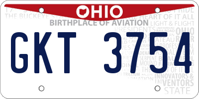 OH license plate GKT3754