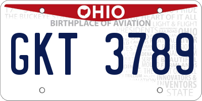 OH license plate GKT3789