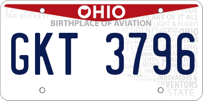 OH license plate GKT3796