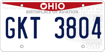 OH license plate GKT3804