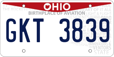 OH license plate GKT3839
