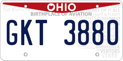OH license plate GKT3880