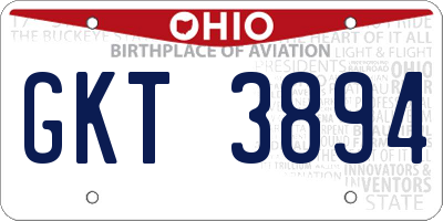 OH license plate GKT3894