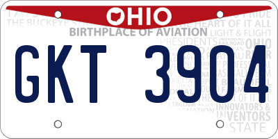 OH license plate GKT3904