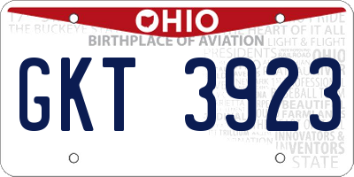 OH license plate GKT3923