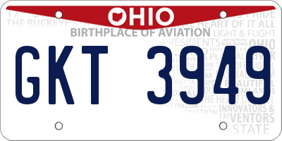 OH license plate GKT3949