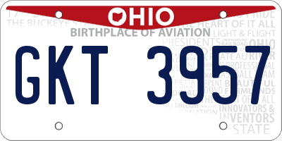OH license plate GKT3957