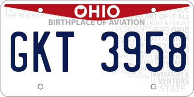 OH license plate GKT3958