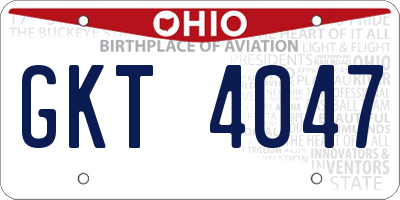 OH license plate GKT4047