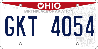 OH license plate GKT4054
