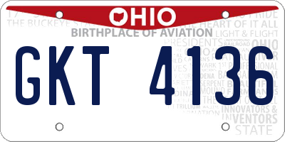 OH license plate GKT4136