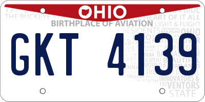 OH license plate GKT4139