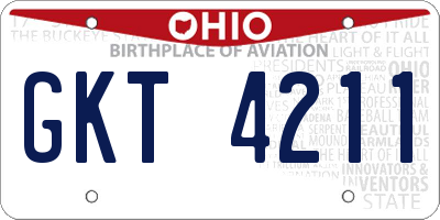 OH license plate GKT4211