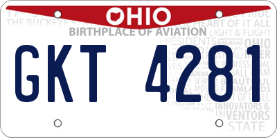OH license plate GKT4281