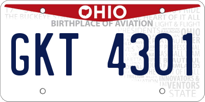OH license plate GKT4301