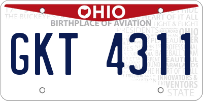 OH license plate GKT4311