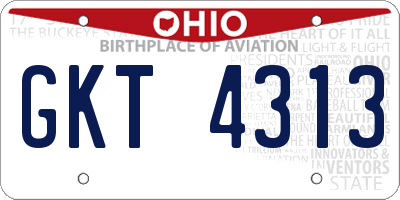 OH license plate GKT4313