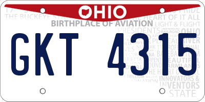 OH license plate GKT4315