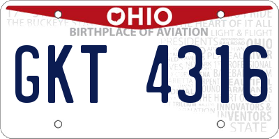 OH license plate GKT4316