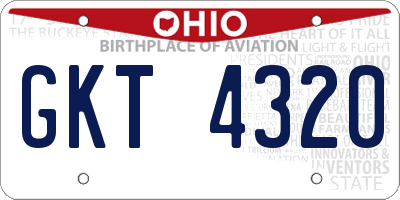 OH license plate GKT4320