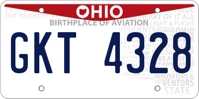 OH license plate GKT4328
