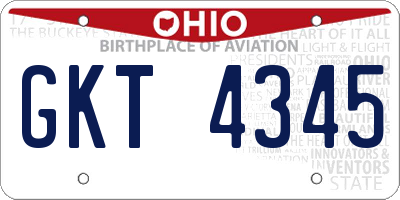 OH license plate GKT4345