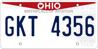 OH license plate GKT4356