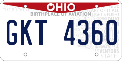 OH license plate GKT4360