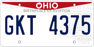 OH license plate GKT4375