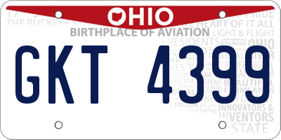OH license plate GKT4399