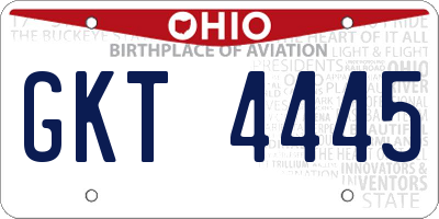 OH license plate GKT4445