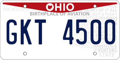 OH license plate GKT4500