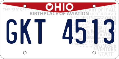 OH license plate GKT4513