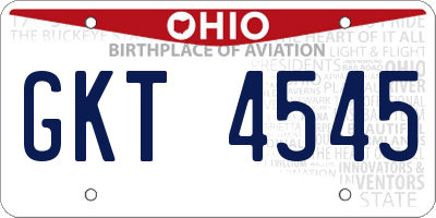 OH license plate GKT4545
