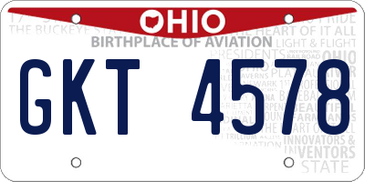 OH license plate GKT4578