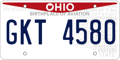 OH license plate GKT4580