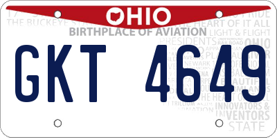 OH license plate GKT4649