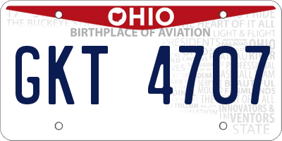 OH license plate GKT4707