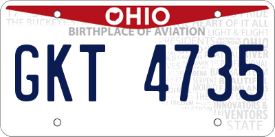 OH license plate GKT4735