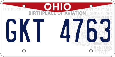 OH license plate GKT4763